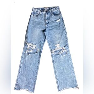 Vibrant Busted Mom Jeans Ripped Wide Leg Jeans Size 9 (W28)
